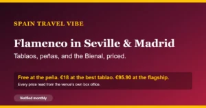 Best flamenco show in Seville and Madrid: cover comparing tablao and pena prices, with the Bienal festival