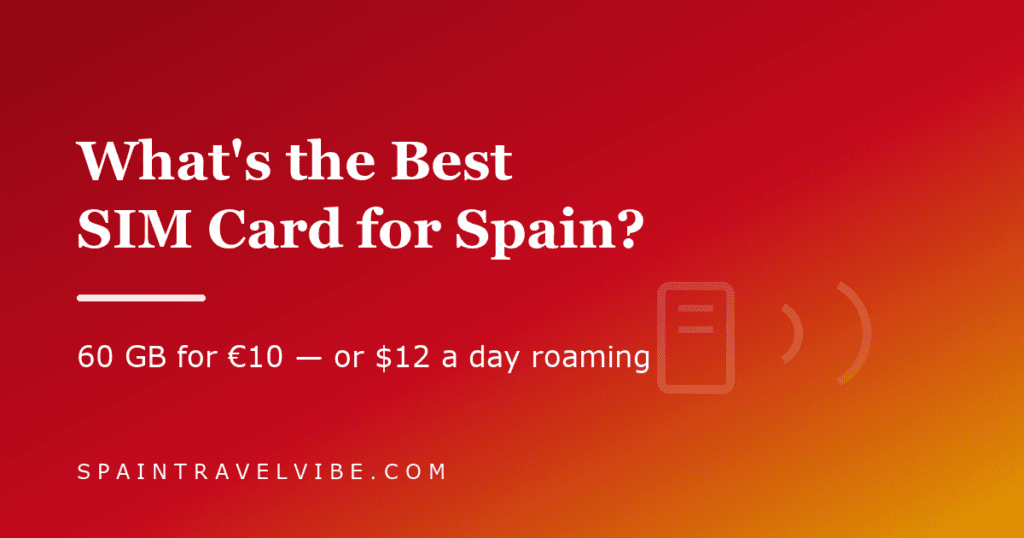 Spain SIM card guide cover reading What is the Best SIM Card for Spain, with the stat 60 GB for 10 euros versus 12 dollars per day of US roaming