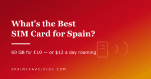 Spain SIM card guide cover reading What is the Best SIM Card for Spain, with the stat 60 GB for 10 euros versus 12 dollars per day of US roaming