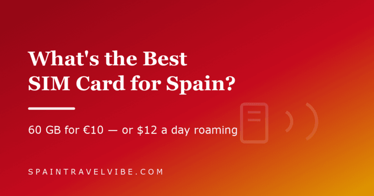 Spain SIM card guide cover reading What is the Best SIM Card for Spain, with the stat 60 GB for 10 euros versus 12 dollars per day of US roaming